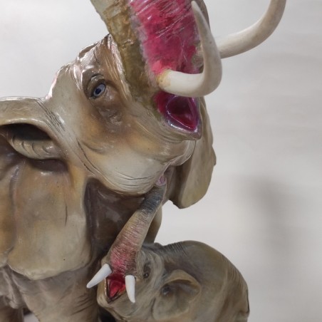 Ceramica mamma elefante con elefantino h. 43 cm