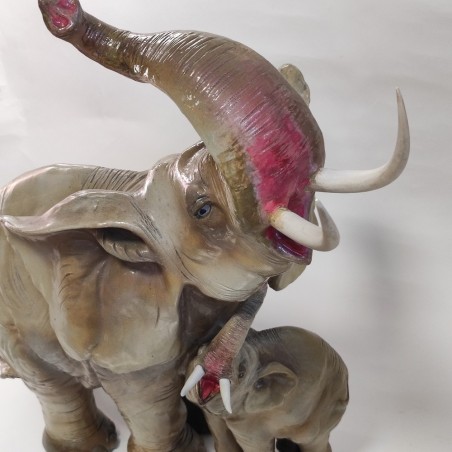 Ceramica mamma elefante con elefantino h. 43 cm