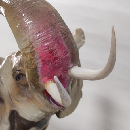 Ceramica mamma elefante con elefantino h. 43 cm