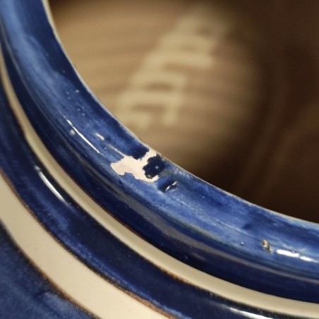 Vaso bianco e blu con coperchio grande dimensione h. 40 d. 31 cm