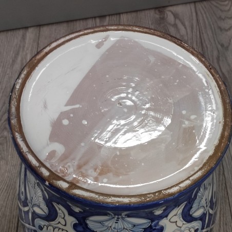 Vaso bianco e blu con coperchio grande dimensione h. 40 d. 31 cm