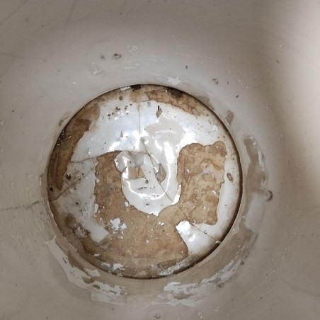 Vaso ceramica panciuto grande imbocco dipinto suonatore pifferaio h.40 d.33