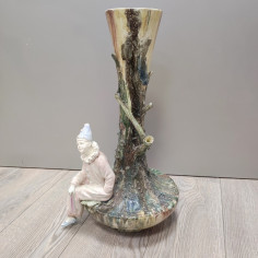 Vaso ceramica con pagliaccio seduto h. 56 cm d. 33 cm 2