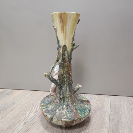 Vaso ceramica con pagliaccio seduto h. 56 cm d. 33 cm