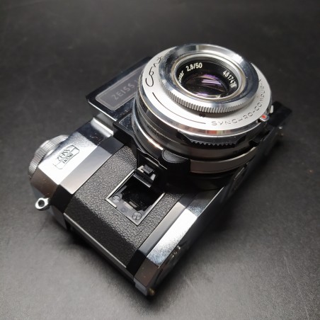 Macchina fotografica Contaflex Zeiss Ikon con obiettivo Tessar 2,8/50, custodia