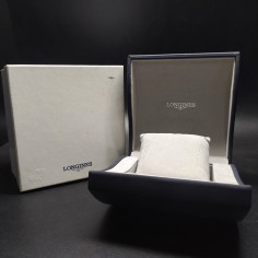 Cofanetto per orologio Longines satinato blu con interno in velluto grigio
