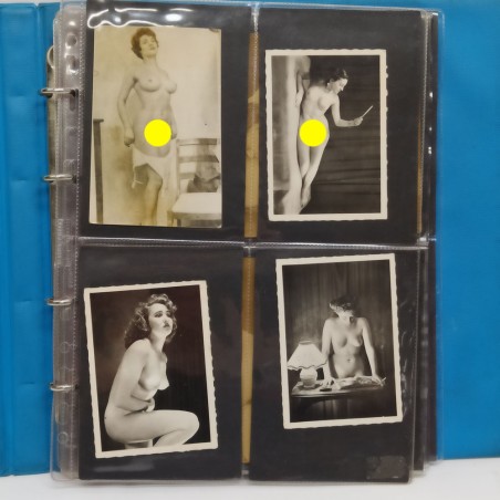 Lotto di 54 fotografie e cartoline porngrafiche anni 20/30 con ingiallimenti