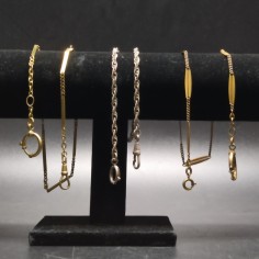 3 catene dorate per orologi da tasca anni '20/'30 eleganti con leggera patina
