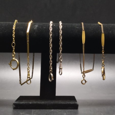 3 catene dorate per orologi da tasca anni '20/'30 eleganti con leggera patina