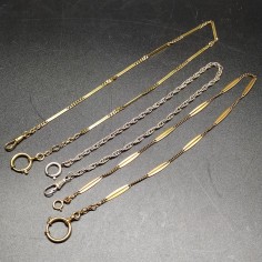 3 catene dorate per orologi da tasca anni '20/'30 eleganti con leggera patina 2