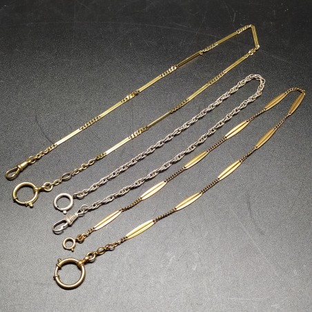 3 catene dorate per orologi da tasca anni '20/'30 eleganti con leggera patina