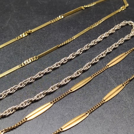 3 catene dorate per orologi da tasca anni '20/'30 eleganti con leggera patina