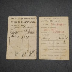 Lotto di 2 tessere Partito Socialista Italiano 1945/46 ingiallite,ben conservate 2