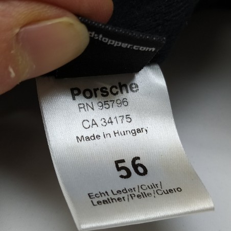Caschetto automobilistico Porsche in pelle antivento taglia 56. Inusato