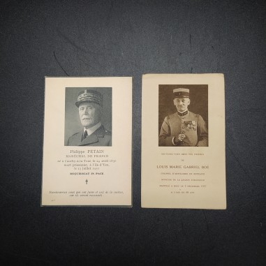 2 ricordini funebri maresciallo Philippe Pètain e Louis Marie Gabriel Boe