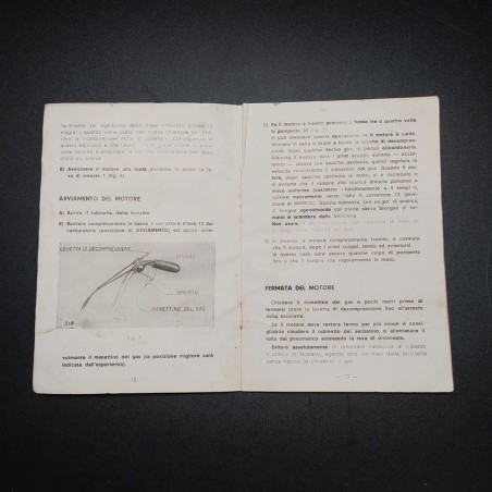 Libretto d'istruzioni e garanzia del ciclomotore Mosquito XXI edizione 1952