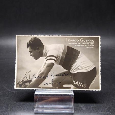 Cartolina autografa del ciclista Learco Guerra 1931, 13,5x9 cm. Buone condizioni