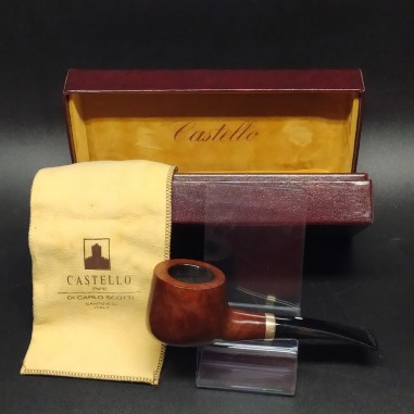 Pipa Castello n°5 fatta a mano in Italia usata poco con crepa, fodero. Cofanetto