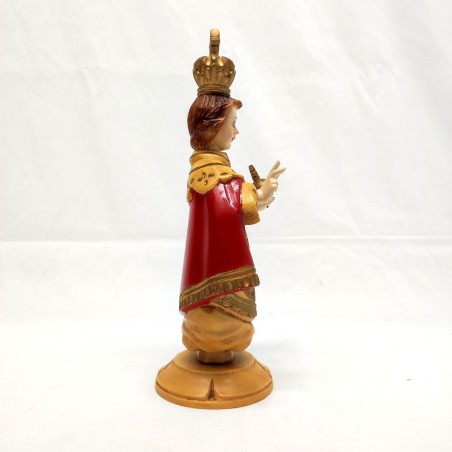 Statuina Gesù Bambino di Praga in lengo intagliato dipinto