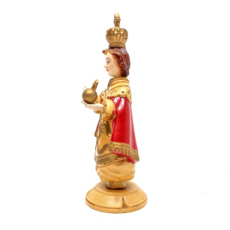 Statuina Gesù Bambino di Praga in lengo intagliato dipinto