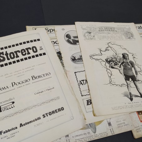 Lotto di 5 riviste Lo sport illustrato 1913, 1914 in parte riparate.