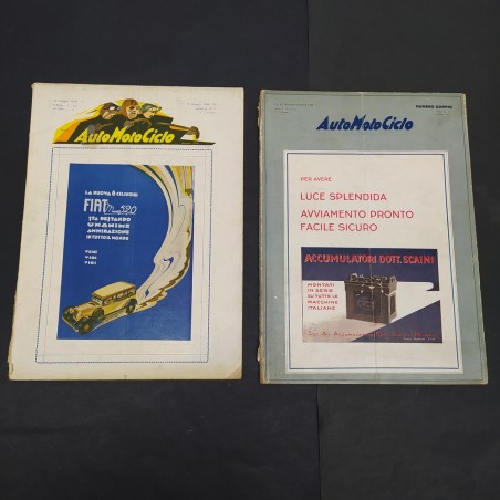 Lotto di 2 riviste Auto moto ciclo 1928/1929. Pieghe e strappi piccoli