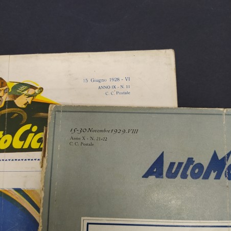 Lotto di 2 riviste Auto moto ciclo 1928/1929. Pieghe e strappi piccoli