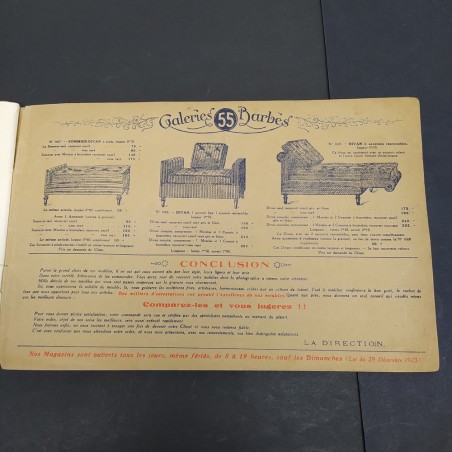Catalogo mobilio Aux Galeries Barbès di Parigi, 1924 in francese. Strappi