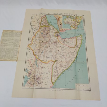 Cartina Colonie dell'Afria orientale italiana Eritrea-Somalia-Etiopia. 1940