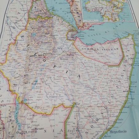 Cartina Colonie dell'Afria orientale italiana Eritrea-Somalia-Etiopia. 1940