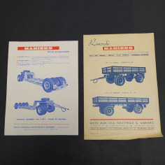 Lotto di 2 cataloghi di rimorchi Maniero, 1948. Buone condizioni, ingiallimenti