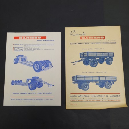 Lotto di 2 cataloghi di rimorchi Maniero, 1948. Buone condizioni, ingiallimenti