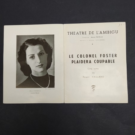 Libretto Theatre de l'Ambigu - Le colonel Foster Plaidera Coupable, francese