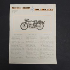 Dati tecnici motocicletta FIAMC Parma mod. T multilingue. Piccolo strappo