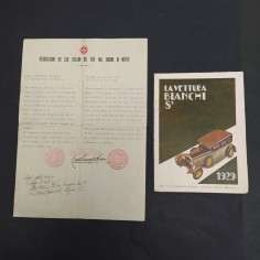Catalogo dell'auto Bianchi S5 del 1929 e lettera dei Cavalieri di Malta del 1944