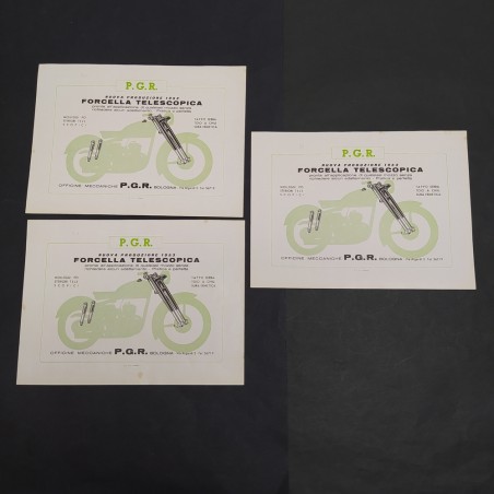 3 copie del volantino/catalogo forcella telescopica per motocicletta P.G.R.