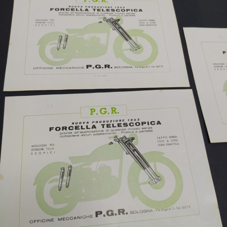 3 copie del volantino/catalogo forcella telescopica per motocicletta P.G.R.