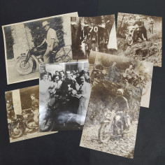 Lotto di 7 foto moto Gilera, Rumi, Bianchi, varie annate. Pieghe, macchie
