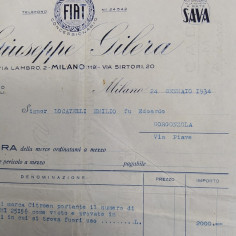 Fattura in carta intestata con autografo di Giuseppe Gilera datata 1934 2