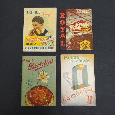 Lotto di 4 cataloghi macchine alimentari e ricettari anni '50. Piccoli strappi