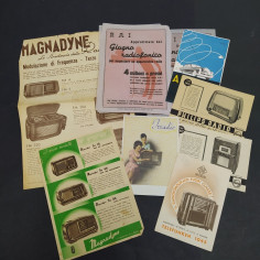 Lotto di 10 cataloghi, cartoline e volantini radio e altri apaprecchi anni '40