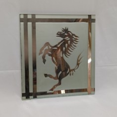 Specchio con logo del Cavallino Ferrari satinato 28,5x31 cm. Buone condizioni 2