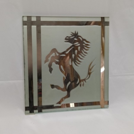 Specchio con logo del Cavallino Ferrari satinato 28,5x31 cm. Buone condizioni