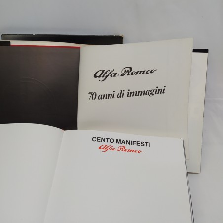 Lotto di 2 libri Alfa Romeo Cento manifesti, 70 anni di immagini anni '80. Buono