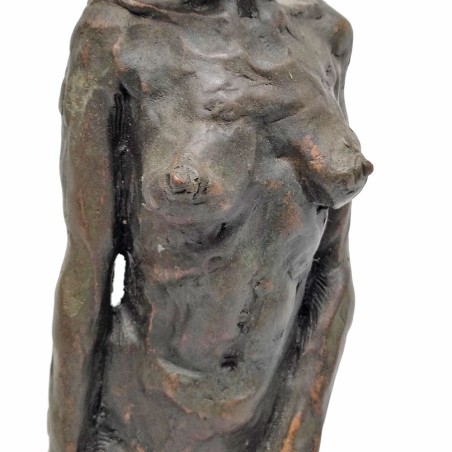 Scultura bronzo figura femminile basamento in marmo verde B.C. Zheng