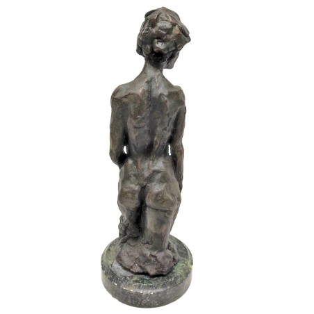 Scultura bronzo figura femminile basamento in marmo verde B.C. Zheng