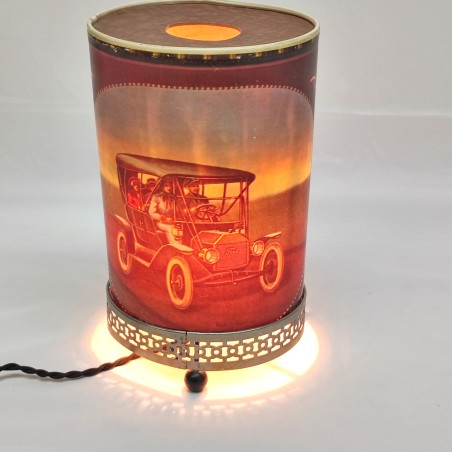 Lampada lanterna magica anni 20/30 disegno automobili originale