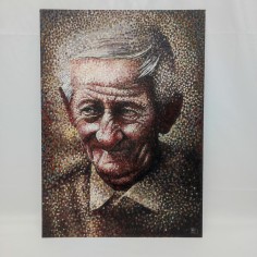 BAAL dipinto acrilico su cartone 50x70 cm uomo anziano sorridente