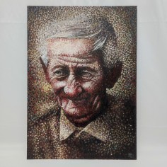 BAAL dipinto acrilico su cartone 50x70 cm uomo anziano sorridente 2
