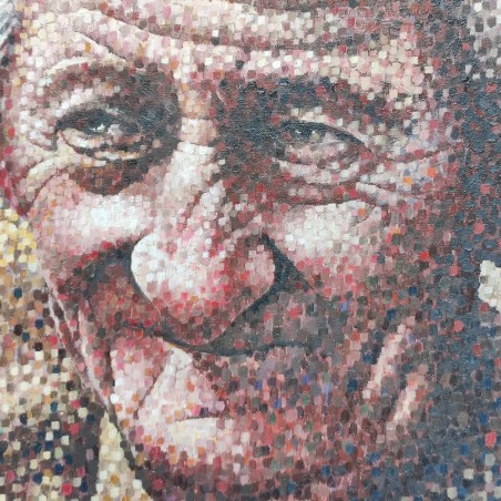 BAAL dipinto acrilico su cartone 50x70 cm uomo anziano sorridente